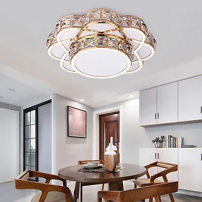Modern LED Crystal Chandelier Light Ceiling Lamp Pendant For Bedroom Living Room • £22.68