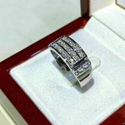 1.50CT Lab Created Diamond Round Wedding Men's Pinky Ring 14K White Gold Plated • $115.49