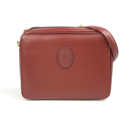$20.50 • Buy Cartier Bag Shoulder Bag Leather Red With Cartier Logo Authentic