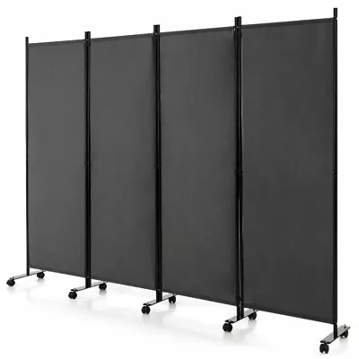6FT Folding Room Divider 4 Panels Freestanding Partition Privacy Screen W/Wheels • $49.99