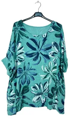 Ladies Cotton Top Floral Lagenlook Womens Dress Shirt Plus Size Tunic T Shirt • £10.99