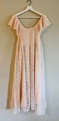 ZARA S POINTELLE KNIT DRESS LONG LIGHT DRESS PASTEL PINK  Size M • $25