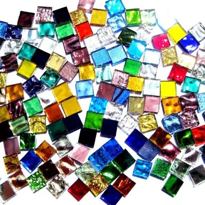 110pcs Tiles Mosaic Stained Glass Pieces Colored For Art Craft Bulk 1*1*0.4cm • $7.37