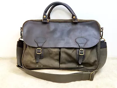 Barbour Vintage Laptop/Briefcase Bag Leather Vaxed Brown/Khaki 42x30x8 Cm • £79.97