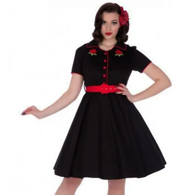 Full Circle BLACK DRESS Sizes 8 - Vintage Retro 1950s Rockabilly Pin Up - NEW • £34.97