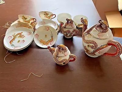 Antique Vintage Japan Kutani 19 Piece Dragonware Geisha Girl Porcelaine Tea Set • $140