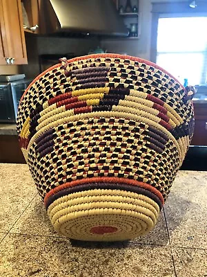 Vintage Large Hand Woven Basket Hanging Unique  • $48