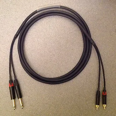 RCA / Phono To 1/4  Jack Loom 3m - Twin - Black & Gold Connectors - High Quality • £23