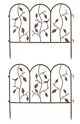 Metal Garden Border Edging Steel Grass Lawn Path Landscape Edge Bird & Leaf 2Pcs • £29.98