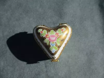 Vtg Peint Main Limoges Porcelain Mini Heart Trinket Box • $35