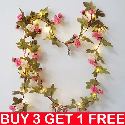 £3.19 • Buy 2M LED Artificial Rose Flower Fairy String Lights Home Party Wedding Decor Lamp