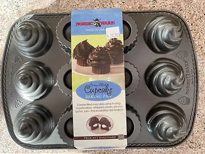 Nordic Ware Pro Cast FILLED CUPCAKE 3~Cup Collectible Cake Pan Mold • $19