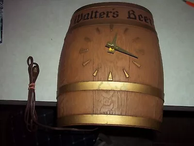 Vintage WALTER'S BEER BARREL KEG CLOCK SIGN Eau Claire Wisconsin Wi. Bar Tavern • $289.95