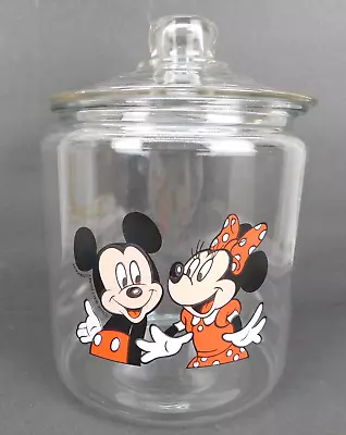 Mickey & Minnie Mouse Glass Cookie Jar Walt Disney Anchor Hocking USA 1 Gallon • $39.97