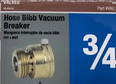 Everbilt VAC-BFP-Z4EB Brass Hose Bibb Vacuum Breaker 3/4'' Connection Lot Of 2 • $10.99