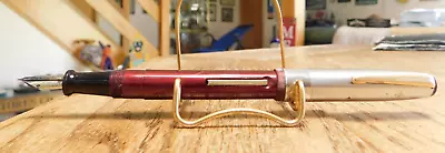 VINTAGE WEAREVER FOUNTAIN PEN Red & CHROME LEVER FILL Medium CIRCA 1950'S • $12.99