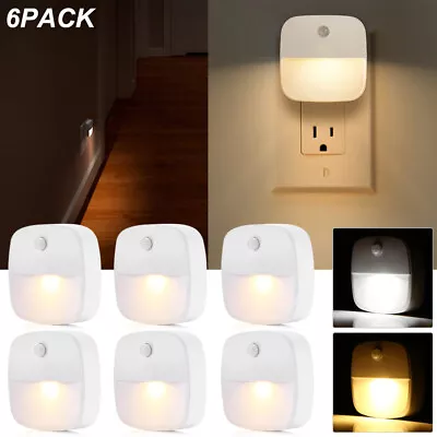 Plug-In Night Light LED Motion Sensor Activated Bathroom Kitchen Hallway 1-6 Pcs • $11.68