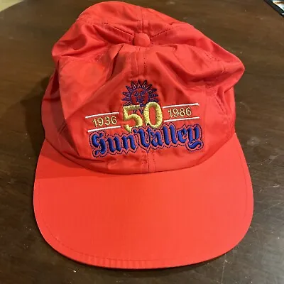 Vintage SUN VALLEY Red Snapback Nylon  Hat Embroidered Sun Valley ID 50 YEARS • $25