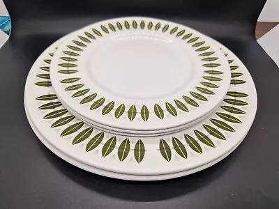 Vintage MYOTT Sherwood Pattern 3x Side And 2x Dinner Plates Green Leaf • £10