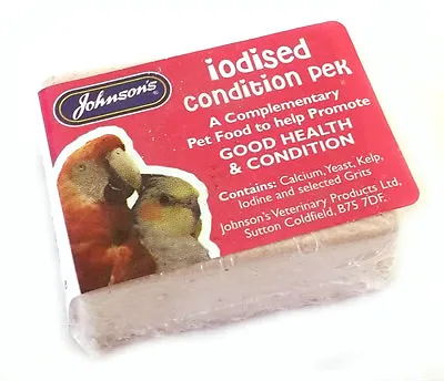 IODISED CONDITION PECK Iodine Block Budgies Parrots Cockatiels Ect JOHNSON'S • £2.99