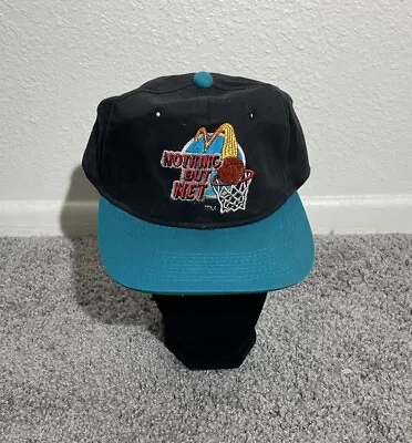 Vintage Deadstock 1993 Black Teal McDonalds Nothing But Net Snapback Hat • $12.71