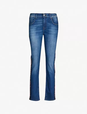 BNWT Women's 7 FOR ALL MANKIND Relaxed Skinny Mid-Rise Faded Skinny Jeans W24 • £29.99