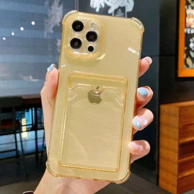 $7.85 • Buy For IPhone 14 13 12 11 Pro Max XS 8 Wallet Card Holder Silicone Clear Case Cover