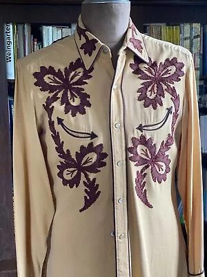 1950s Gabardine Western Shirt California Ranchwear SIZE Medium • $200
