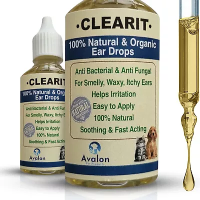 Dog Cat Ear Drops Clearit 30ml Fast Acting Advanced Headshaking Mites Itching • £7.99