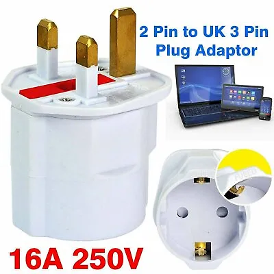 £4.99 • Buy European 2 Pin To UK 3 Pin Plug Adapter EU Travel Mains Converter Schuko Socket