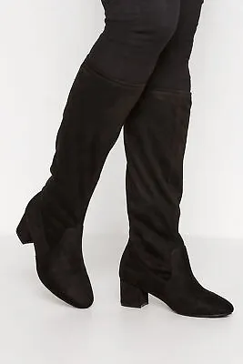 Yours Curve Plus Size Suede Stretch Knee High Boots • £50.99