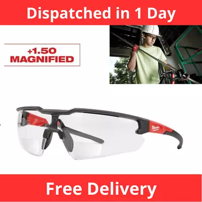 Clear +2.00 Bifocal Safety Glasses Magnified Anti-scratch Lenses | Milwaukee + • $15.55
