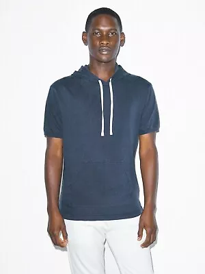 Short Sleeve Hoodie American Apparel Men's French Terry Faded Blue Pullover - L • $9.99