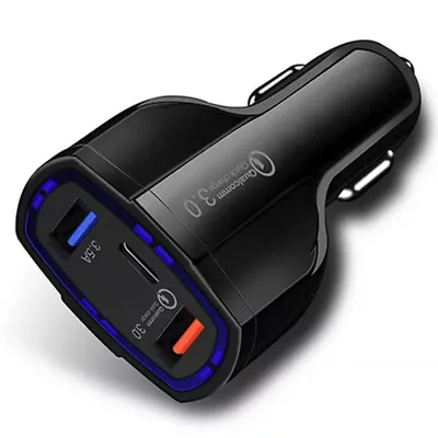 Multi 3 Port USB & Type C Fast Cigarette Lighter Socket Mobile Phone Car Charger • $10.99