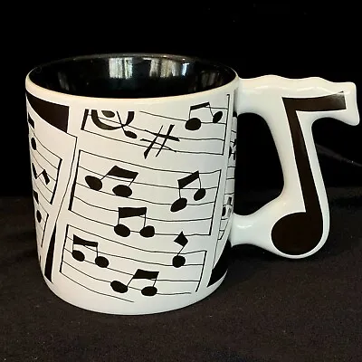 Musical Notes Black & White Coffee Mug 1/8 Note Handle Music 12 Ounces  • $18