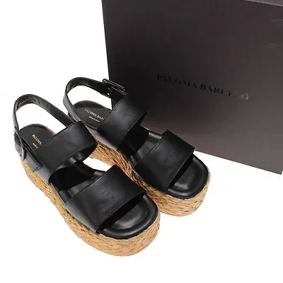$254.99 • Buy Paloma Barcelo NWB Charo Napa Silk Wedge Sandals Size 39 US 9 In Black/Tan