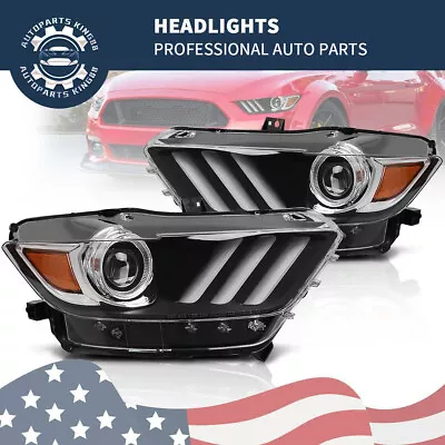 LED DRL Projector Headlights HID Xenon Only For 2015-2017 Ford Mustang Headlamps • $179.99