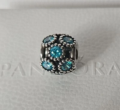 $1.87 • Buy Genuine Pandora Bracelet Charm - Silver Teal Green Open Studded Lights S925 ALE 