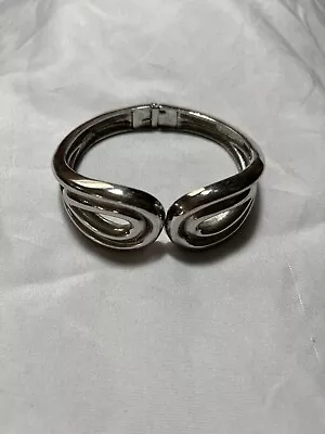 Vintage Eisenberg Clamper Hinged Cuff Bracelet Silvertone SIgned • $49.99