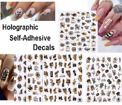 Nail Art Stickers  Self Adhesive Decor  Holographic Decals Sticker Manicure • £2.59