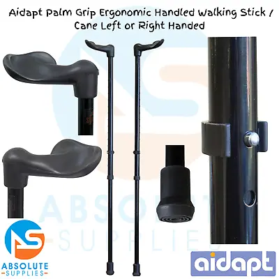 Aidapt Palm Grip Ergonomic Handled Walking Stick / Cane Left Or Right Handed • £13.99