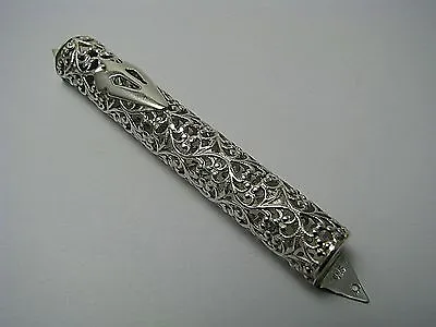STERLING SILVER MEZUZAH FILIGREE Middle East Israel Ca1960s Judaica No Parchment • $95