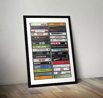 80s Music Cassette Poster Print Art Eighties Music Fan Classic Albums 80's • £6.49