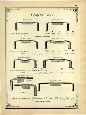 £39.25 • Buy Ca. 1890 PAPER AD 4 PG Cooper's Barrel Makers Draw Knives Drivers Axe Adzes Froe