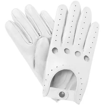  New Men's Chauffeur Real Leather Driving Gloves - White • $18