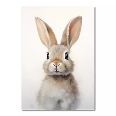 Cute Rabbit Bunny Realistic Painting Wall Art Matte Poster Print • $34.99