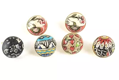 Hand Painted BOHO Ceramic Ring Jewelry Lot Adjustable Finger Rings 6 Total • $25