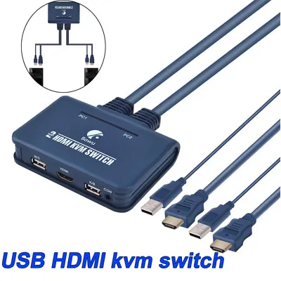 2-port USB HDMI Switch KVM For Dual Monitor Desktop Stand Switch Controller AU • $52.35