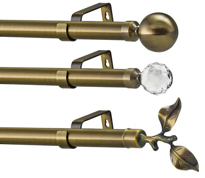 Extendable Metal Curtain Pole 19mm Antique Brass Eyelet Or Rings Rod Fittings • £5.99