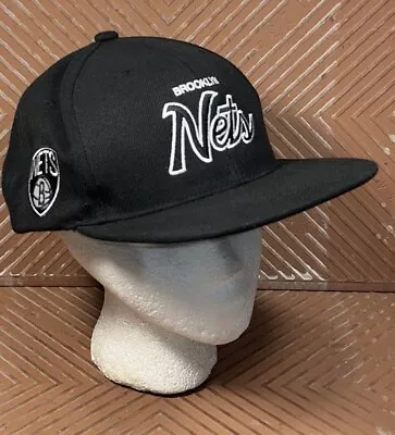 Mitchell Ness Brooklyn Nets Hat Cap Team Script Nostalgia SnapBack Black White • $19.77